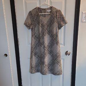 Calvin Klein Black and White Plaid Dress